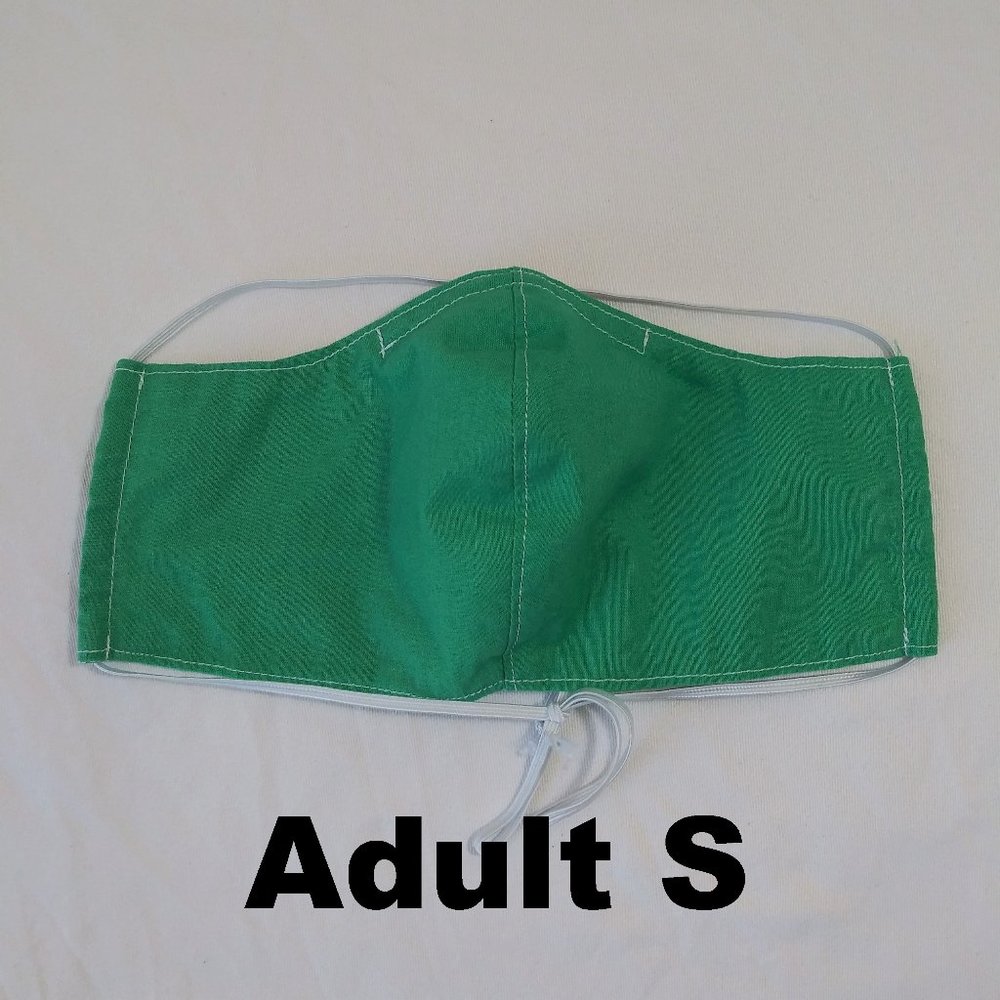 Adult S homemade mask w/ pocket - green